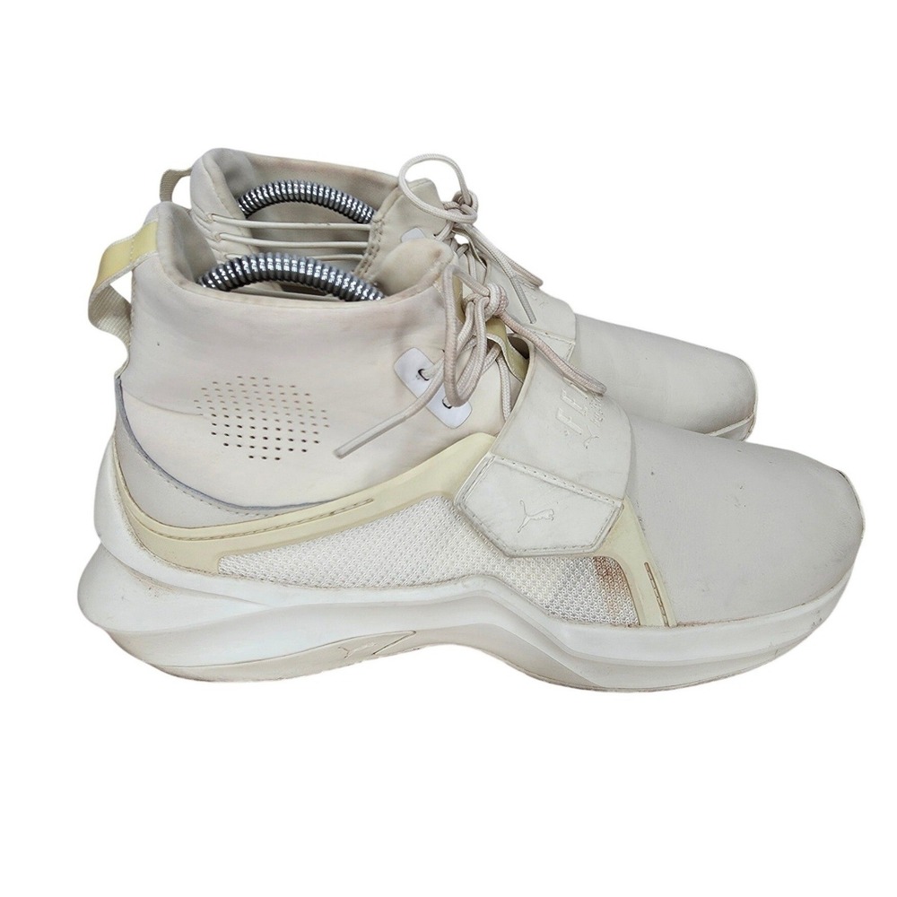 Puma Fenty Rihanna Trainer Sneakers Womens 7 White Mid Top Lace Up Athleisure